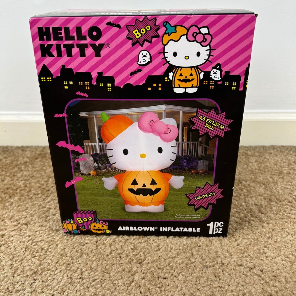 Hello Kitty Airblown Inflatable Halloween Pumpkin Costume Decor 4.5‎ FT Tall